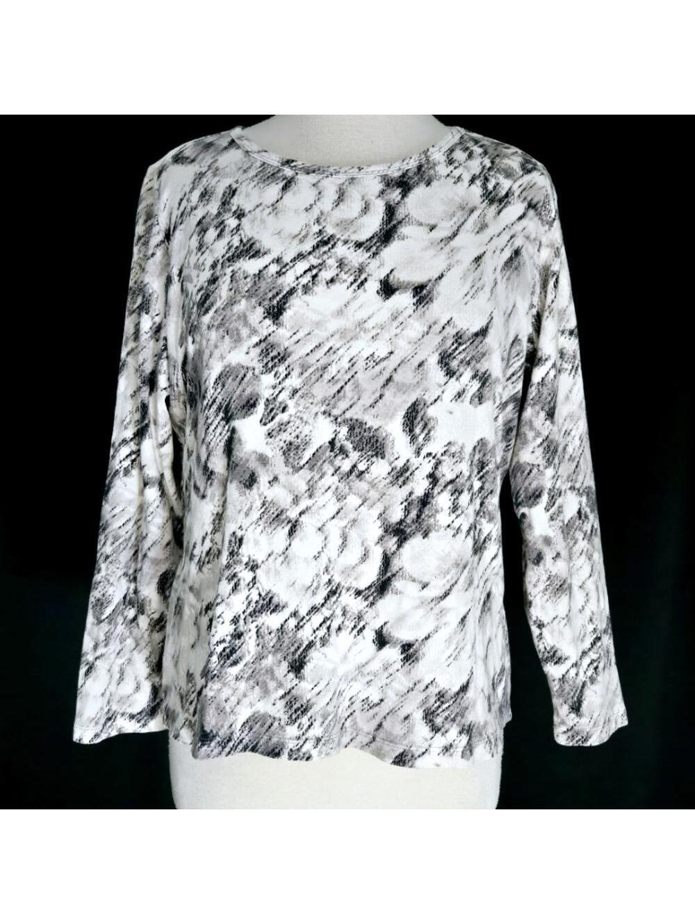 St. John's Bay 100% Cotton Abstract Floral Print Shirt Size Large Petite